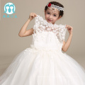 mais recente projeto vestido de noiva vestido de festa de renda com headwear para crianças meninas